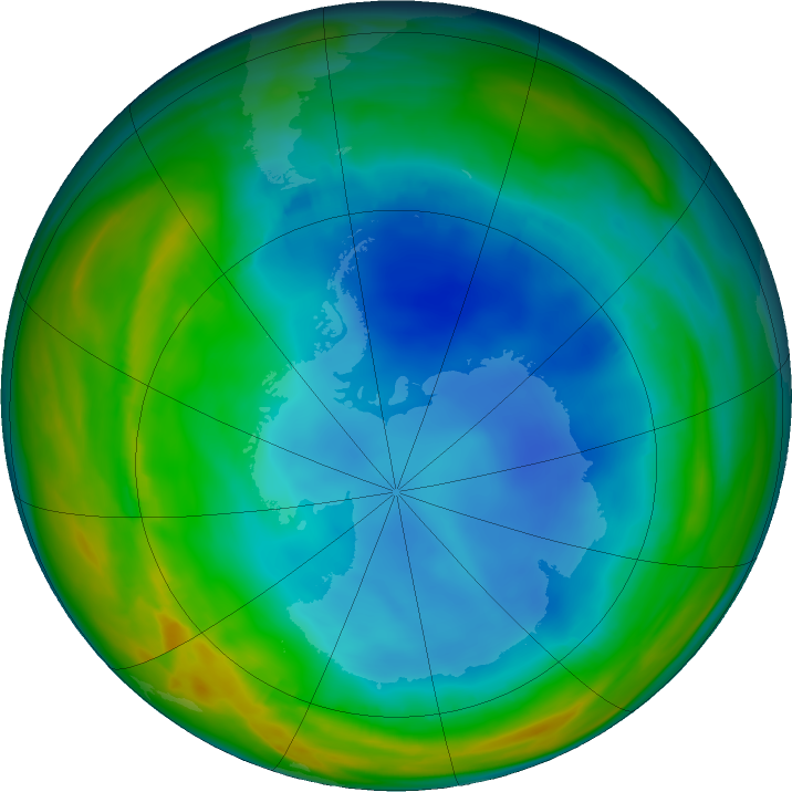 Antarctic ozone map for 12 July 2023